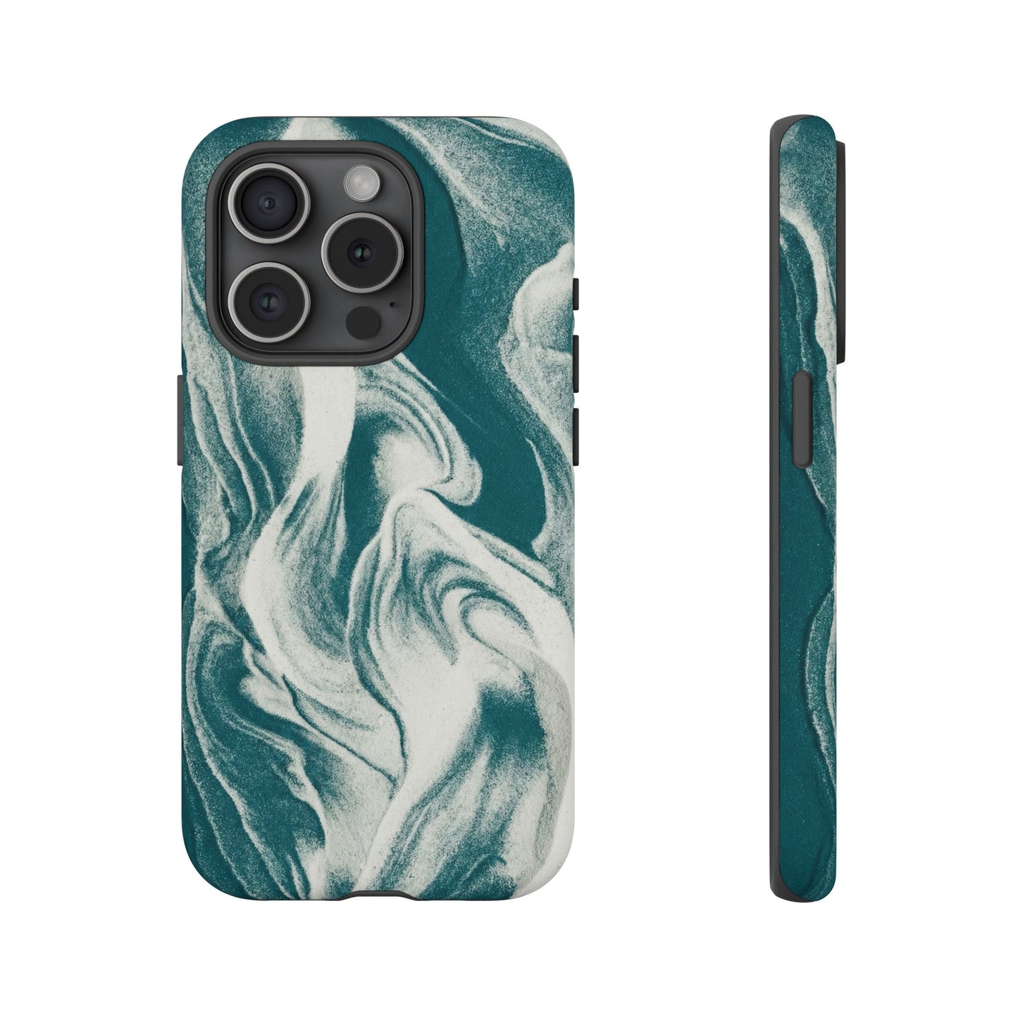 Marble Teal Tough Phone Case — Swirl Pattern Protective Cover