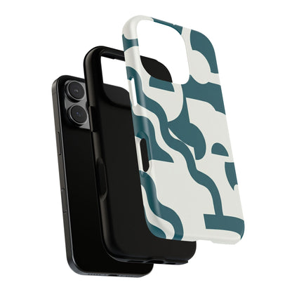Abstract Teal Shapes Phone Case — Modern Geometric Tough Case