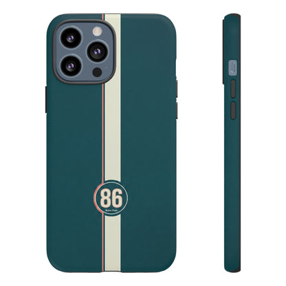 Racing Stripe Phone Case - Retro Teal with Number 86