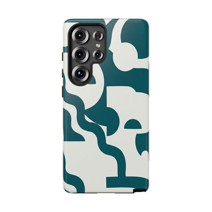 Abstract Teal Pattern Phone Case — Modern Geometric Tough Case