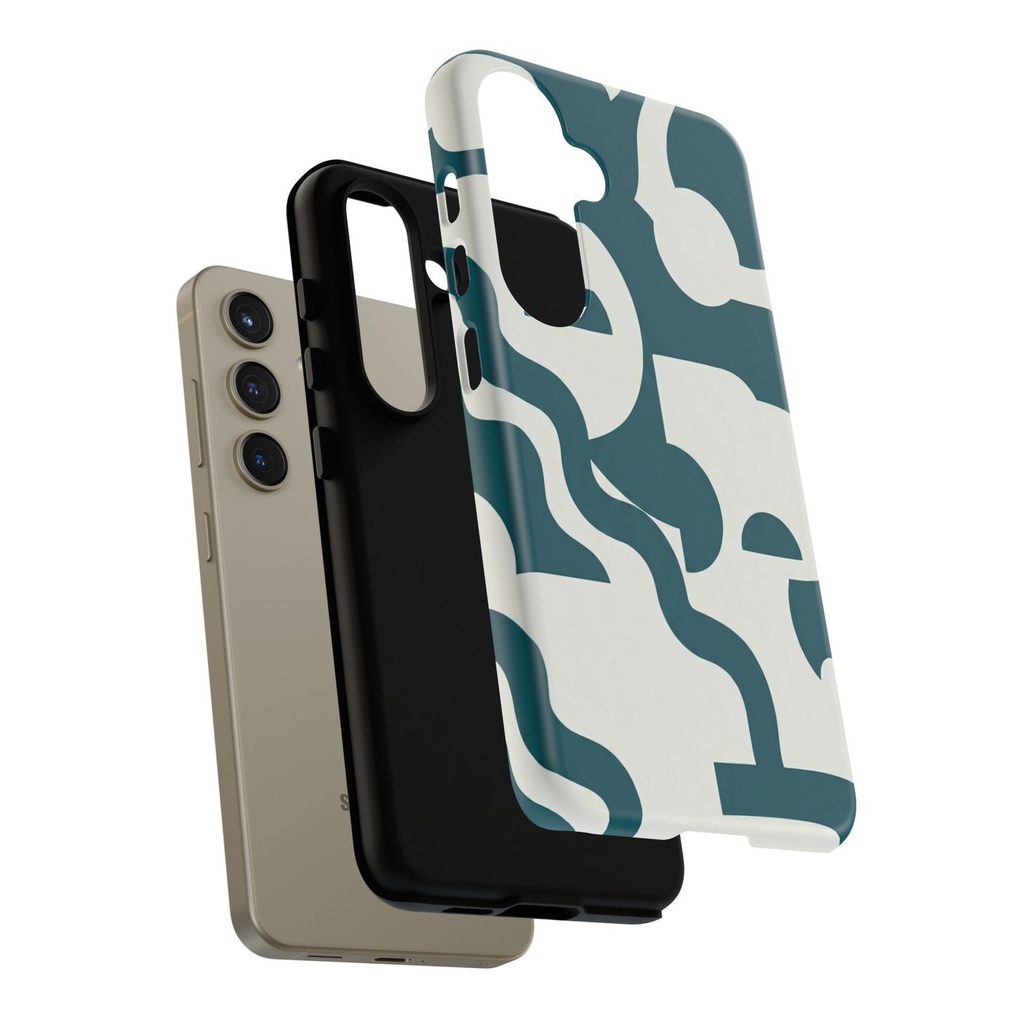 Abstract Teal Pattern Phone Case — Modern Geometric Tough Case