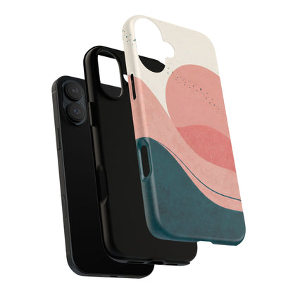 Abstract Sunset Phone Case — Pink & Teal Wave Tough Case