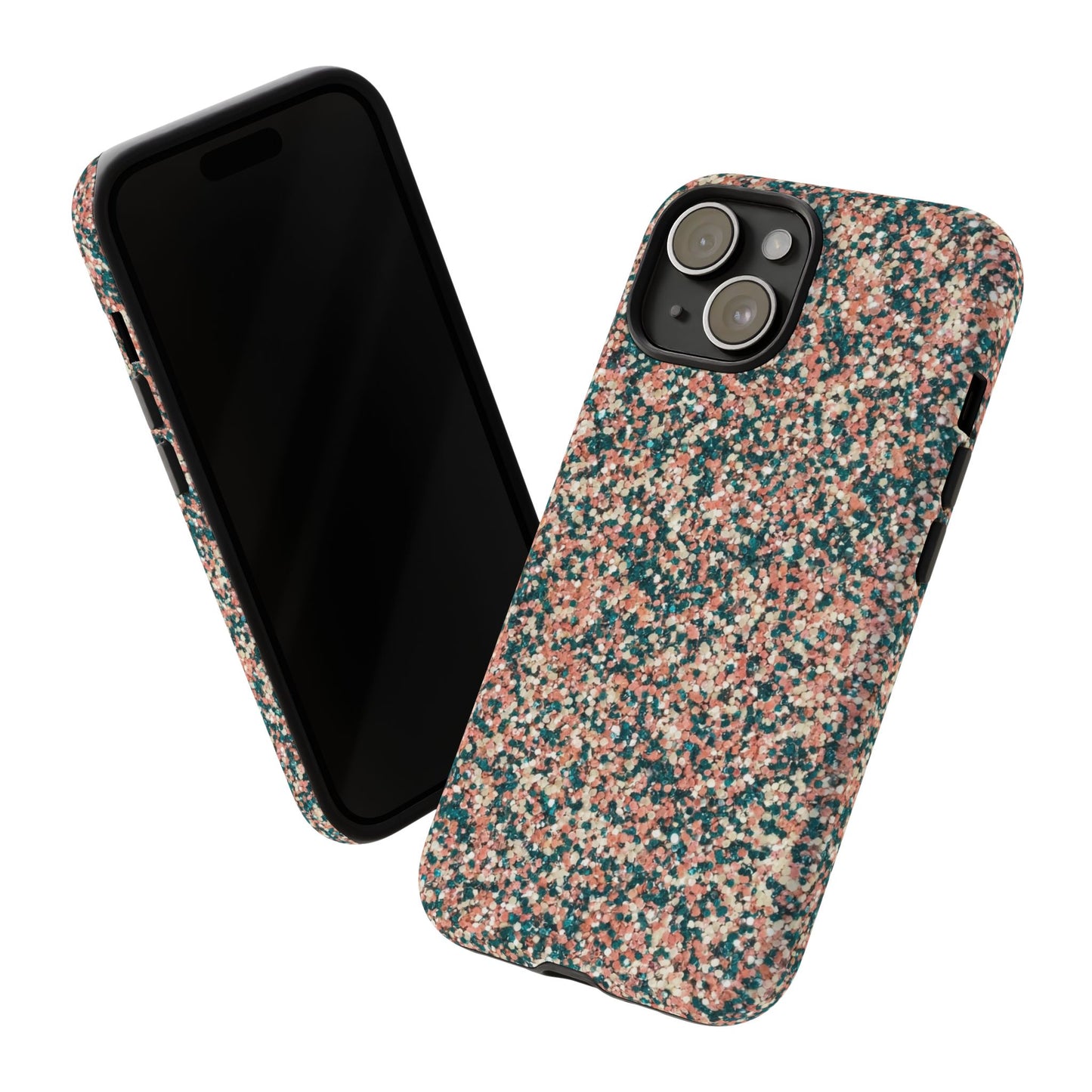 Glitter Speckle Tough Phone Case — Pink & Teal Protective Cover
