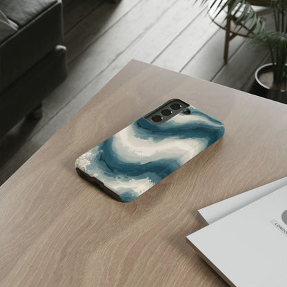 Ocean Wave Marble Phone Case — Teal & Ivory Abstract Tough Case