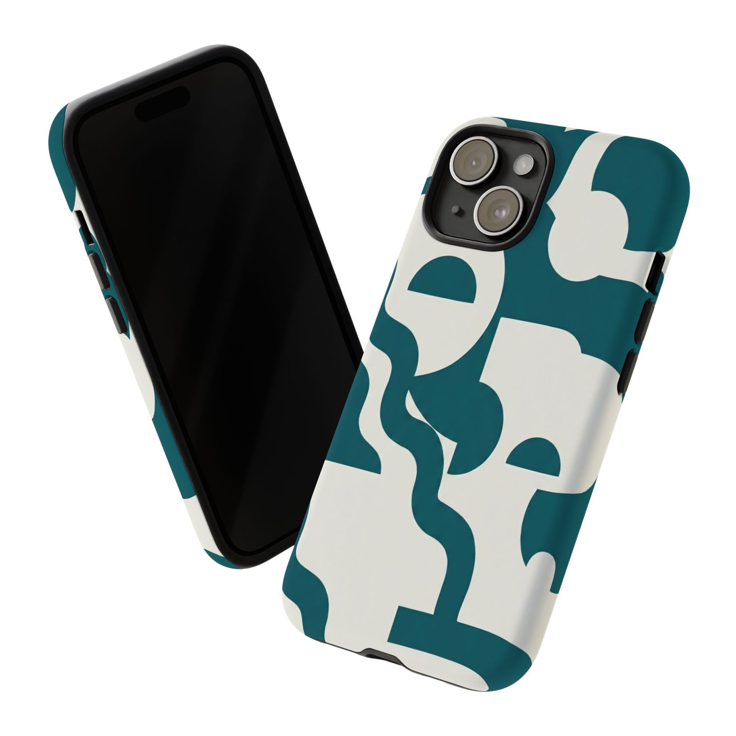 Abstract Teal Shapes Phone Case — Modern Geometric Tough Case