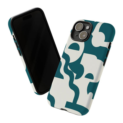 Abstract Teal Shapes Phone Case — Modern Geometric Tough Case