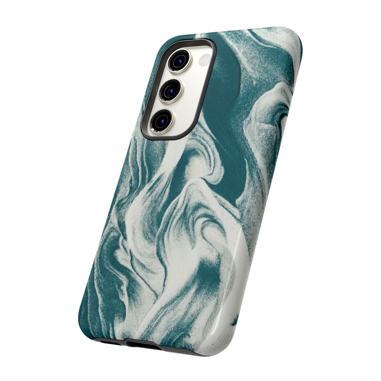 Teal Marble Tough Phone Case — Protective Artistic Swirl Design