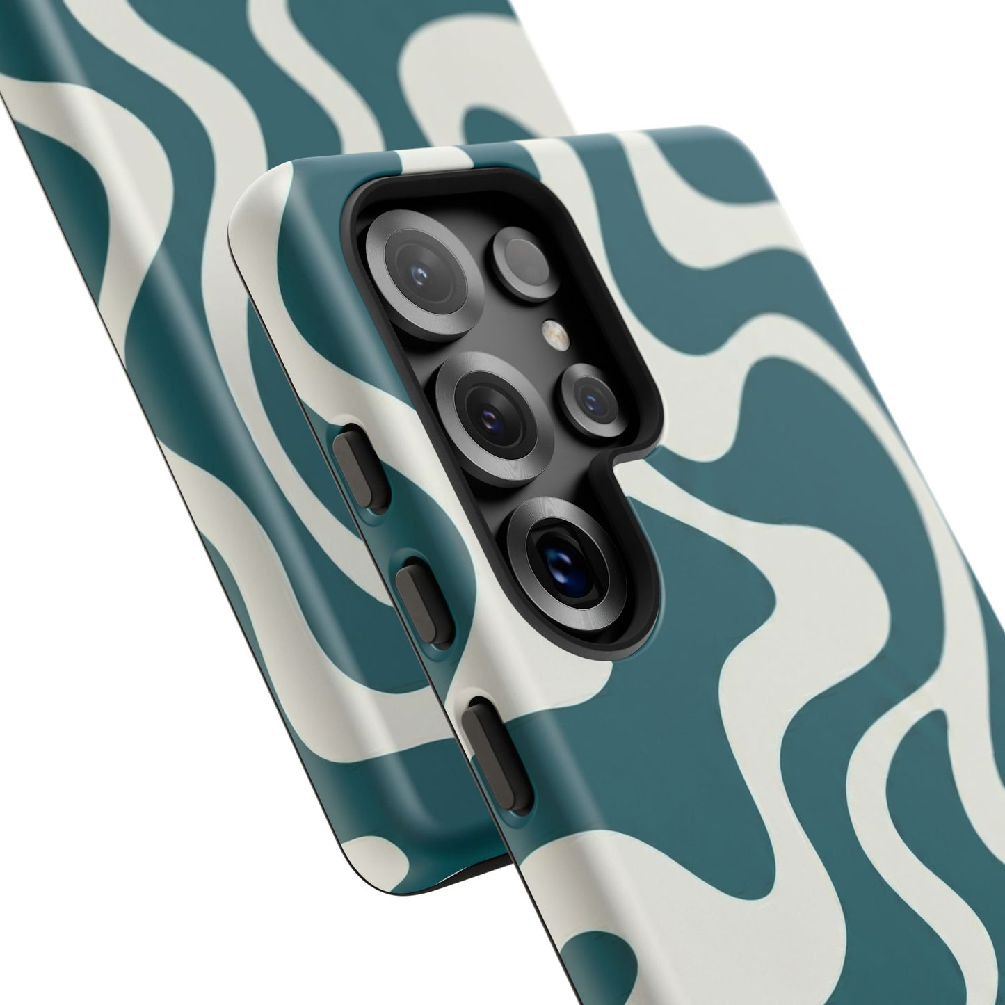 Abstract Teal Swirl Phone Case — Retro Wavy Tough Case