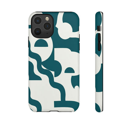 Abstract Teal Shapes Phone Case — Modern Geometric Tough Case