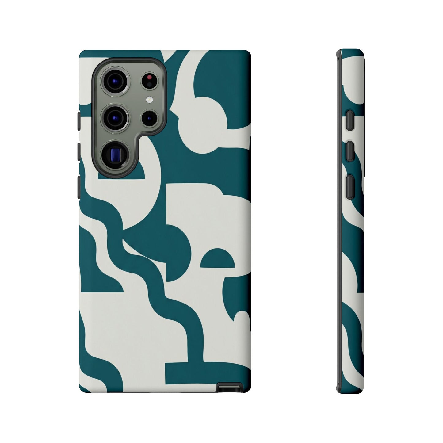 Abstract Teal Pattern Phone Case — Modern Geometric Tough Case