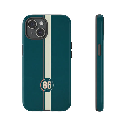 Racing Stripe Phone Case - Retro Teal with Number 86