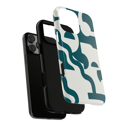 Abstract Teal Shapes Phone Case — Modern Geometric Tough Case