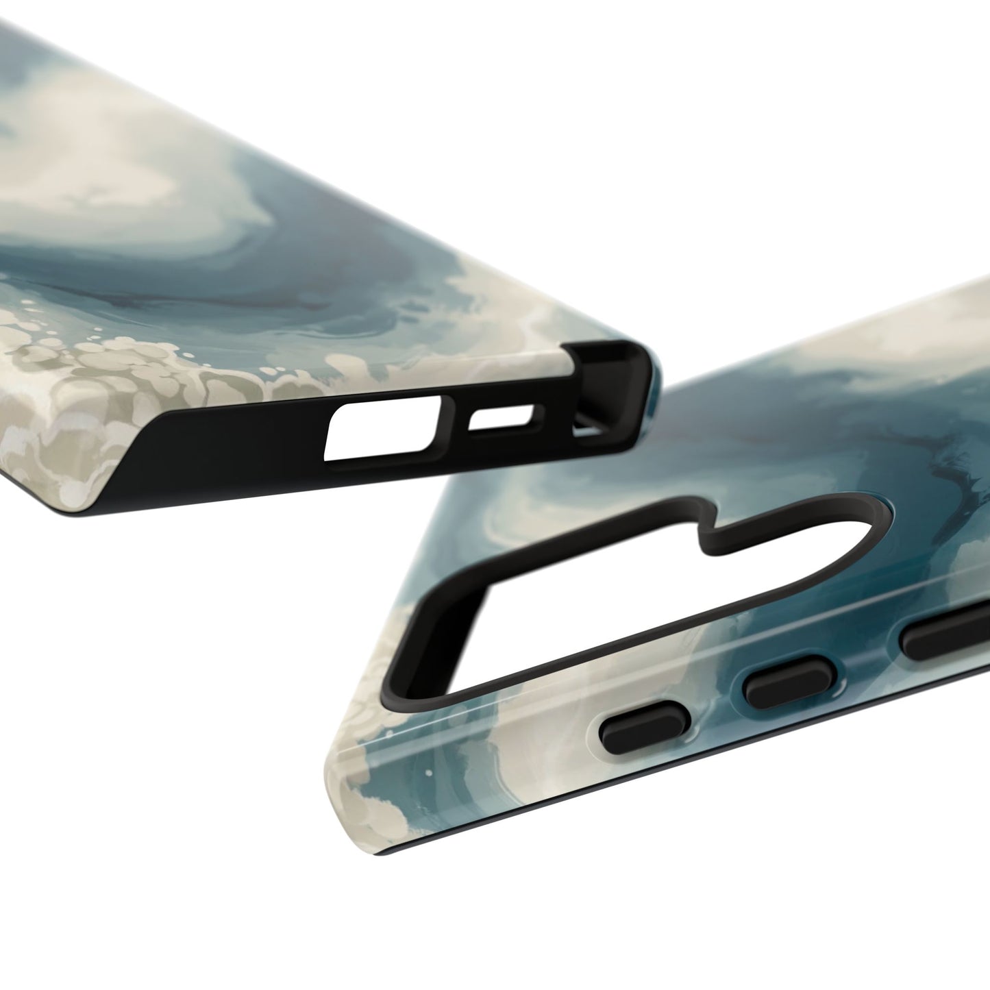 Ocean Wave Marble Phone Case — Teal & Ivory Abstract Tough Case