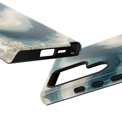 Ocean Wave Marble Phone Case — Teal & Ivory Abstract Tough Case