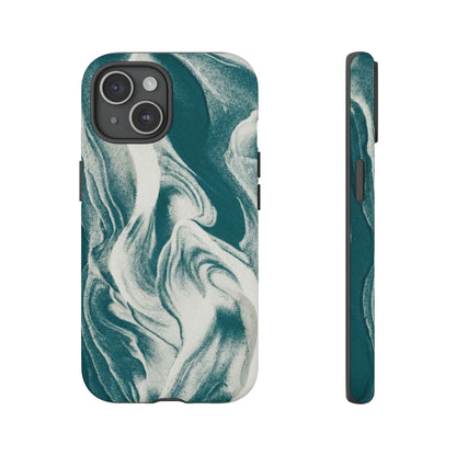 Marble Teal Tough Phone Case — Swirl Pattern Protective Cover
