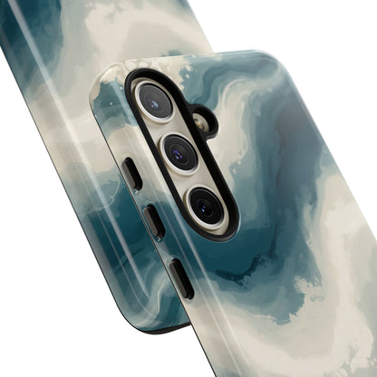 Ocean Wave Marble Phone Case — Teal & Ivory Abstract Tough Case