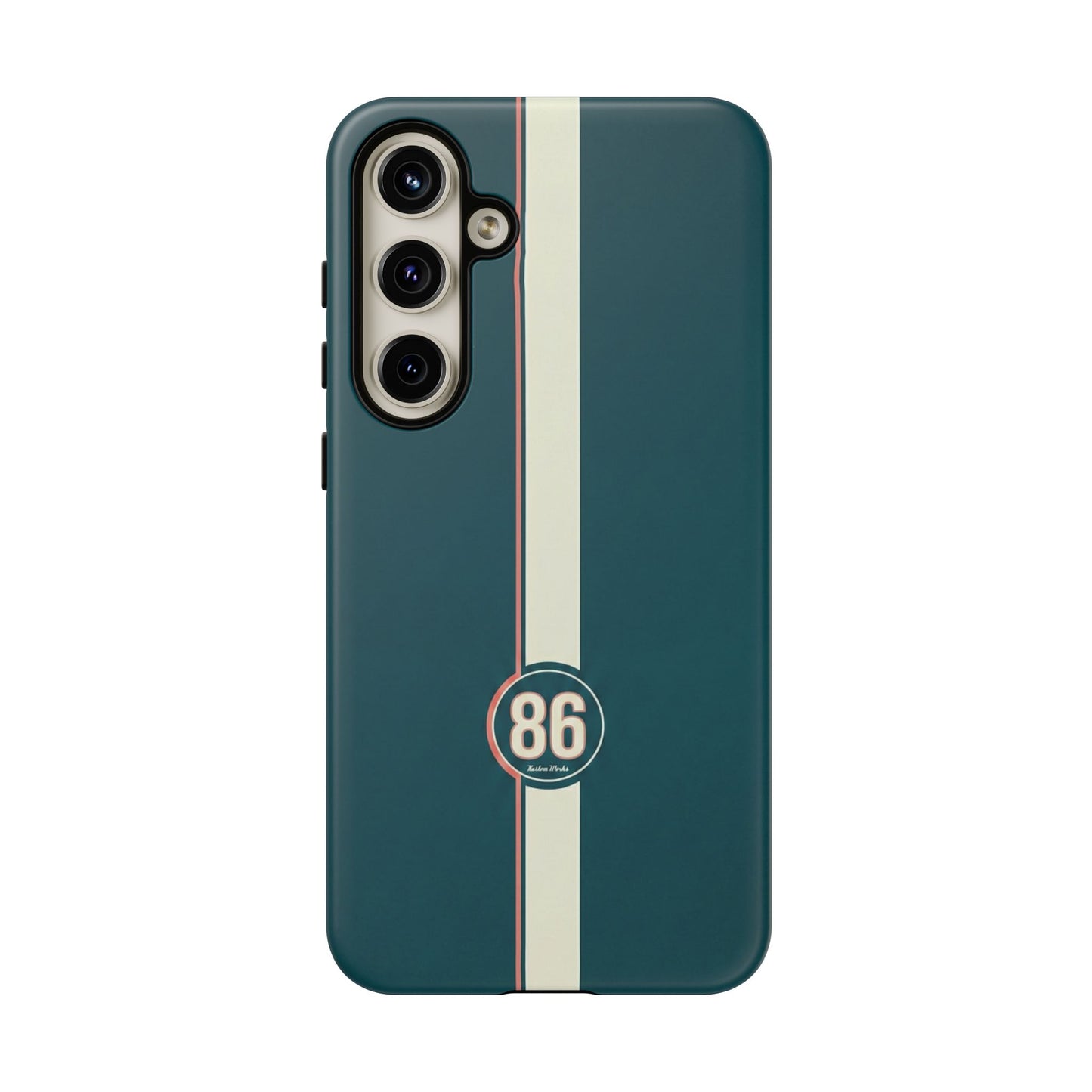 Racing Stripe Phone Case - Retro Teal with Number 86