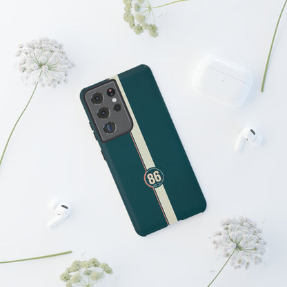 Racing Stripe Phone Case - Retro Teal with Number 86