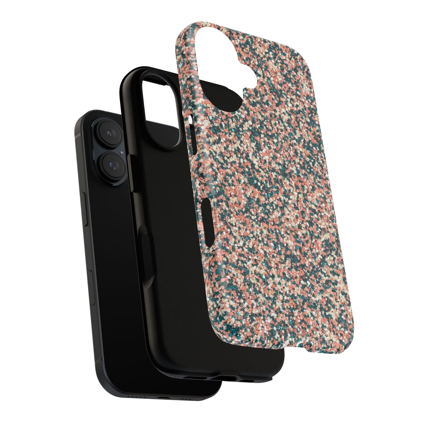 Glitter Speckle Tough Phone Case — Pink & Teal Protective Cover