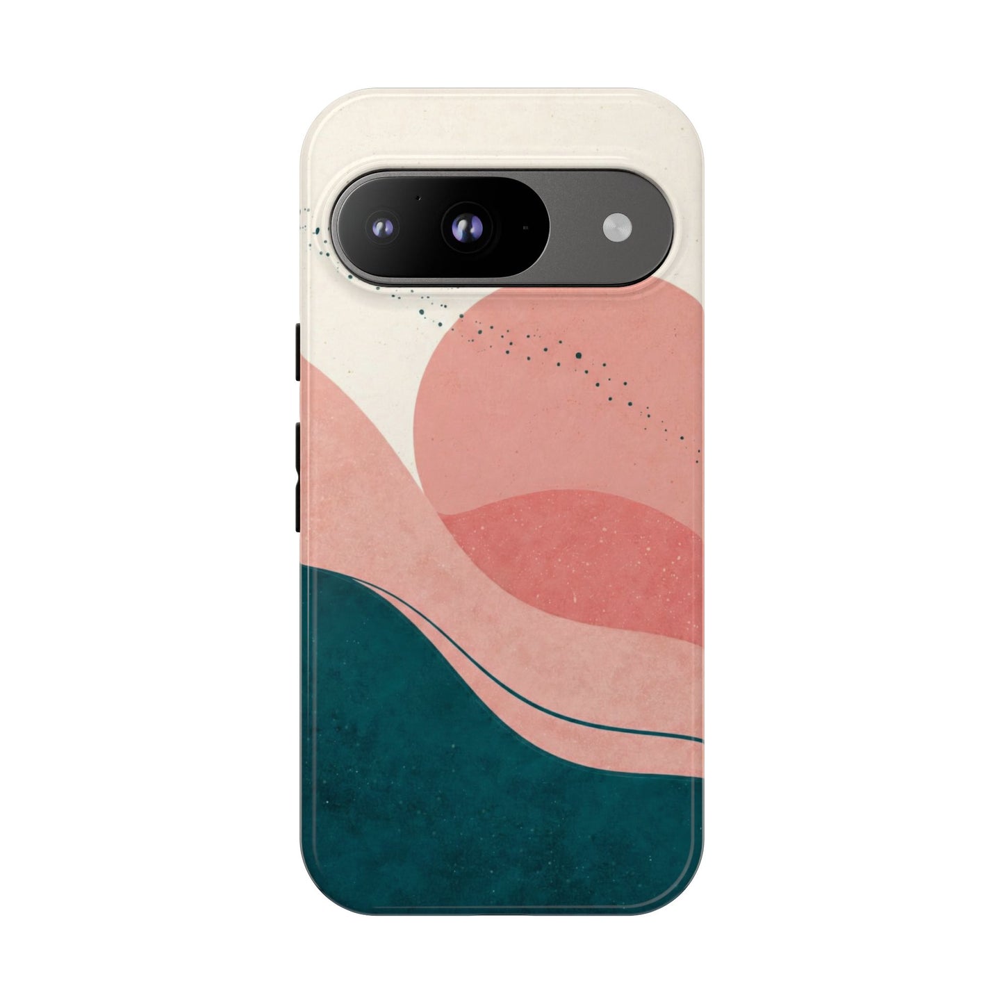 Abstract Sunset Phone Case — Pink & Teal Wave Tough Case