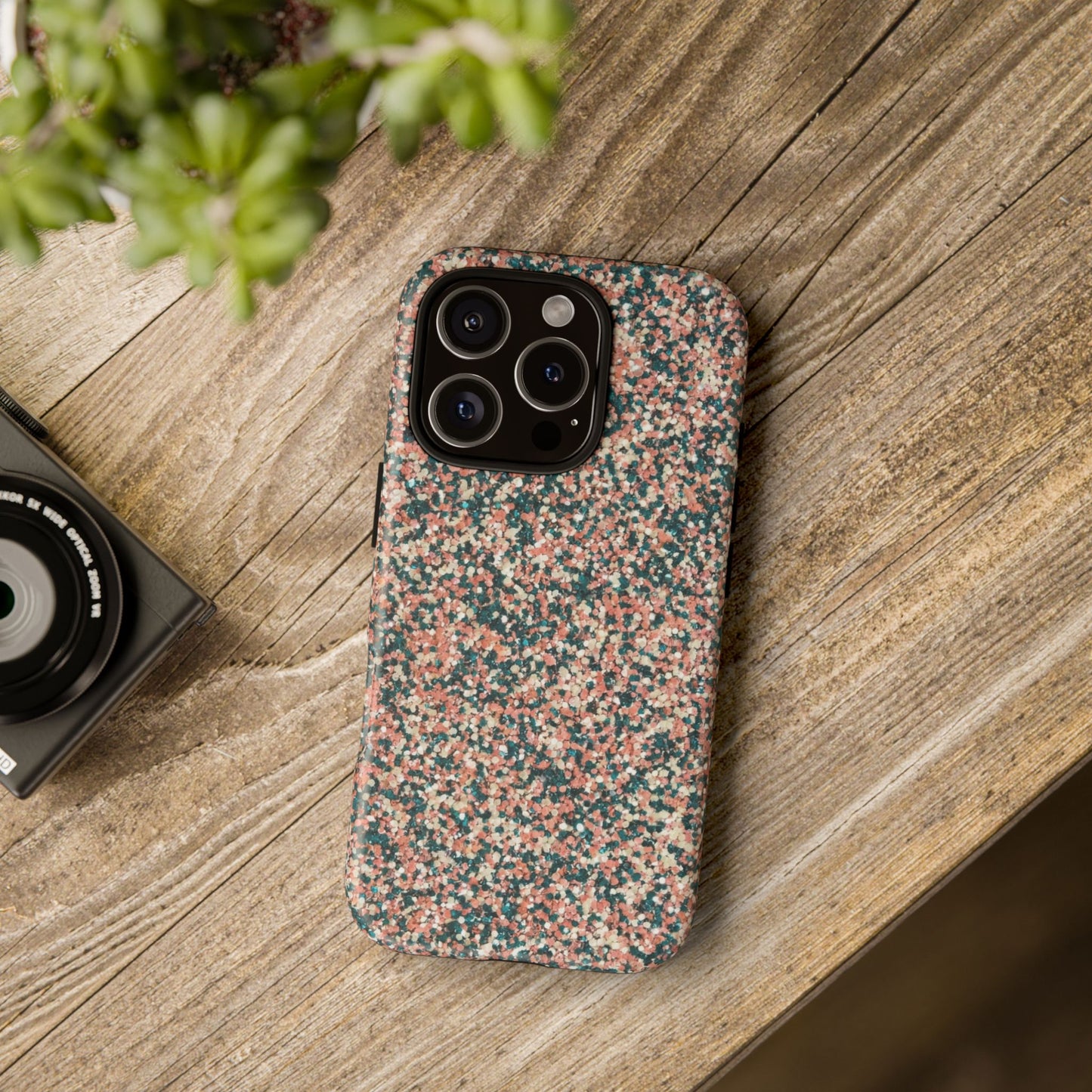 Glitter Speckle Tough Phone Case — Pink & Teal Protective Cover