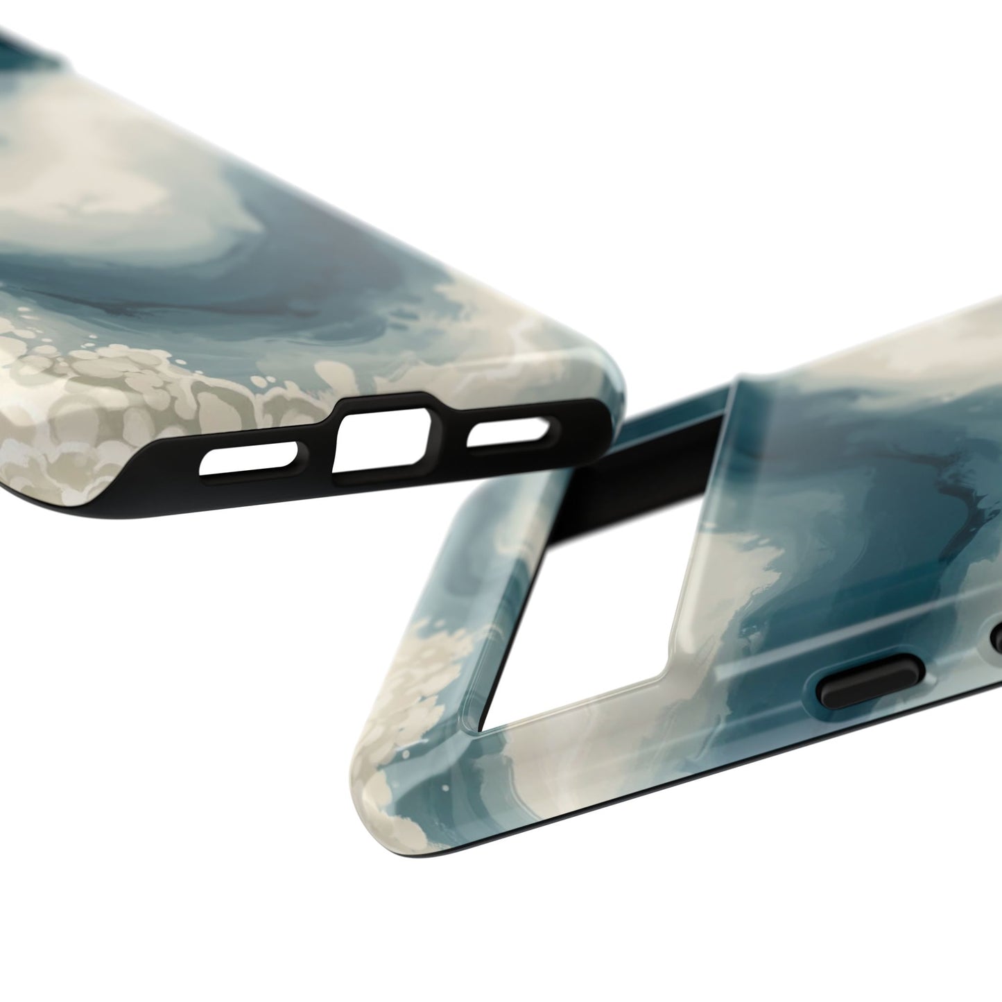 Ocean Wave Marble Phone Case — Teal & Ivory Abstract Tough Case