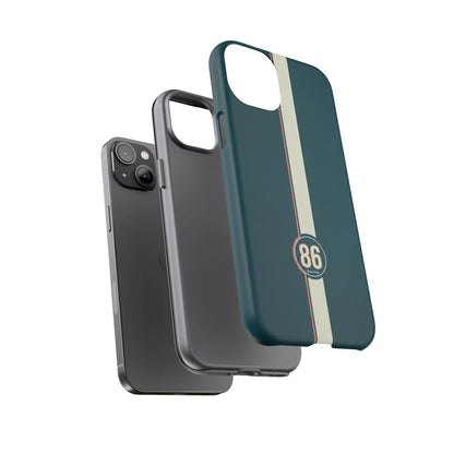 Racing Stripe Phone Case - Retro Teal with Number 86