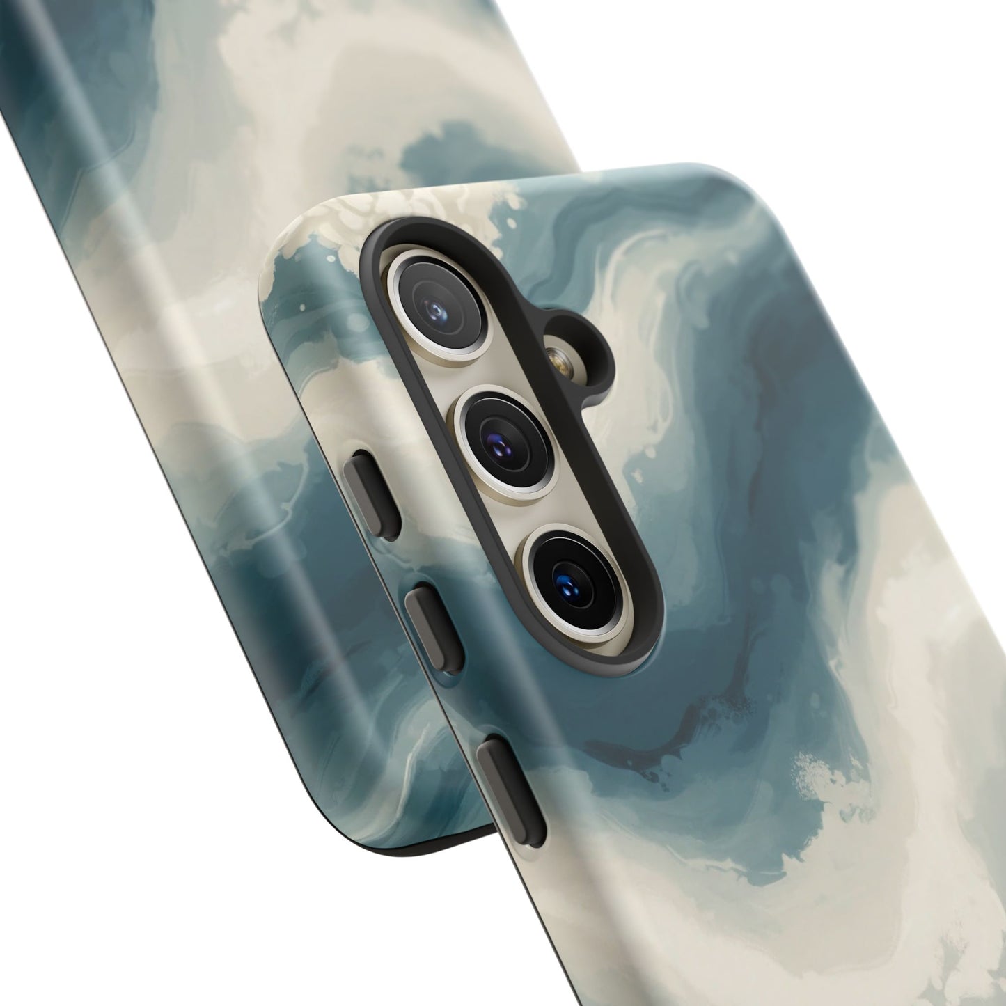 Ocean Wave Marble Phone Case — Teal & Ivory Abstract Tough Case