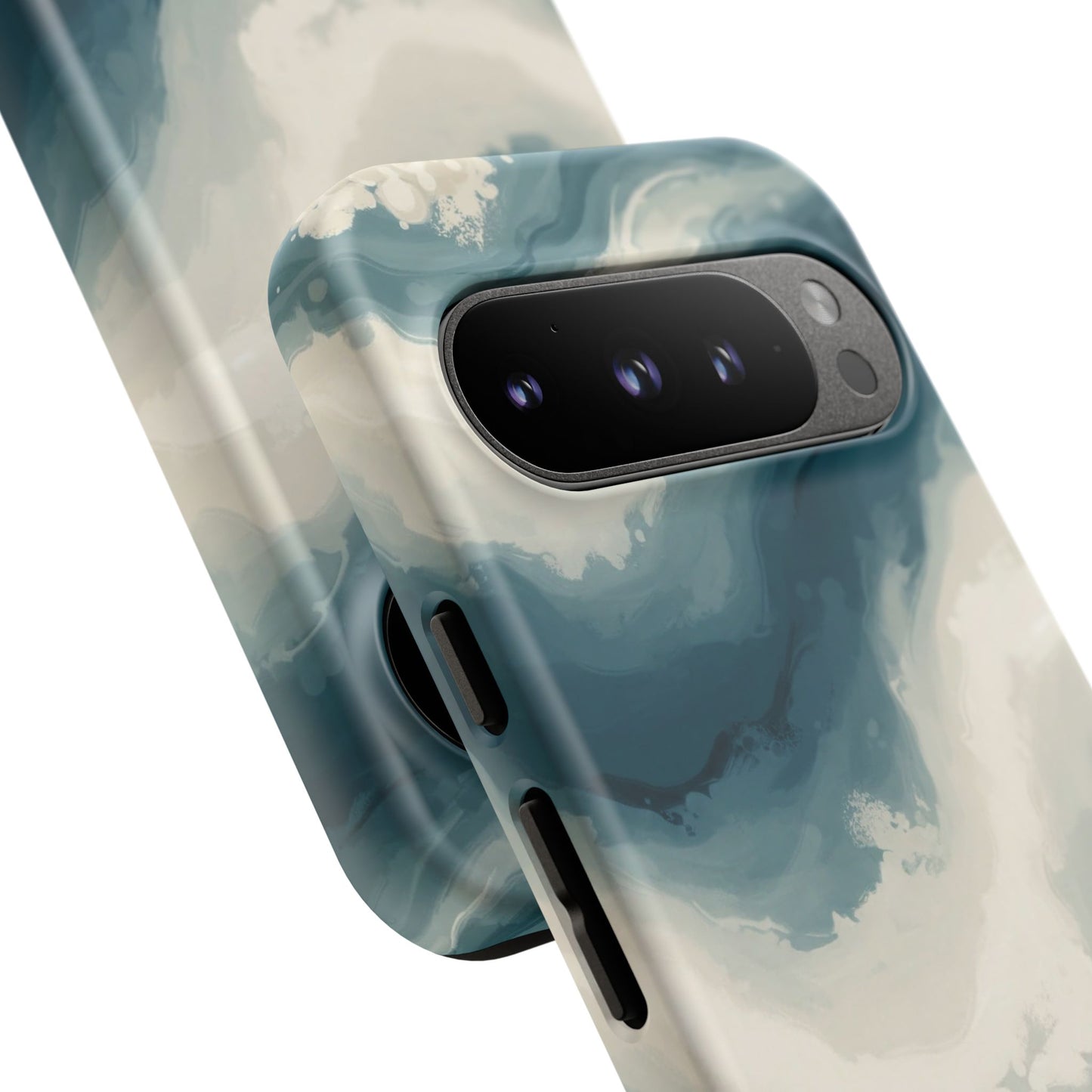 Ocean Wave Marble Phone Case — Teal & Ivory Abstract Tough Case