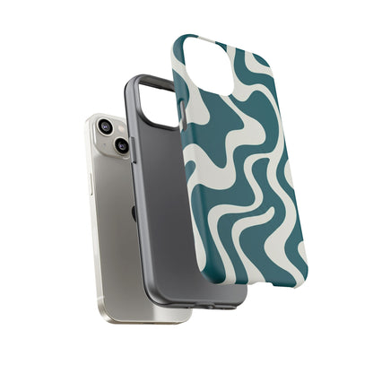 Teal Retro Swirl Tough Phone Case