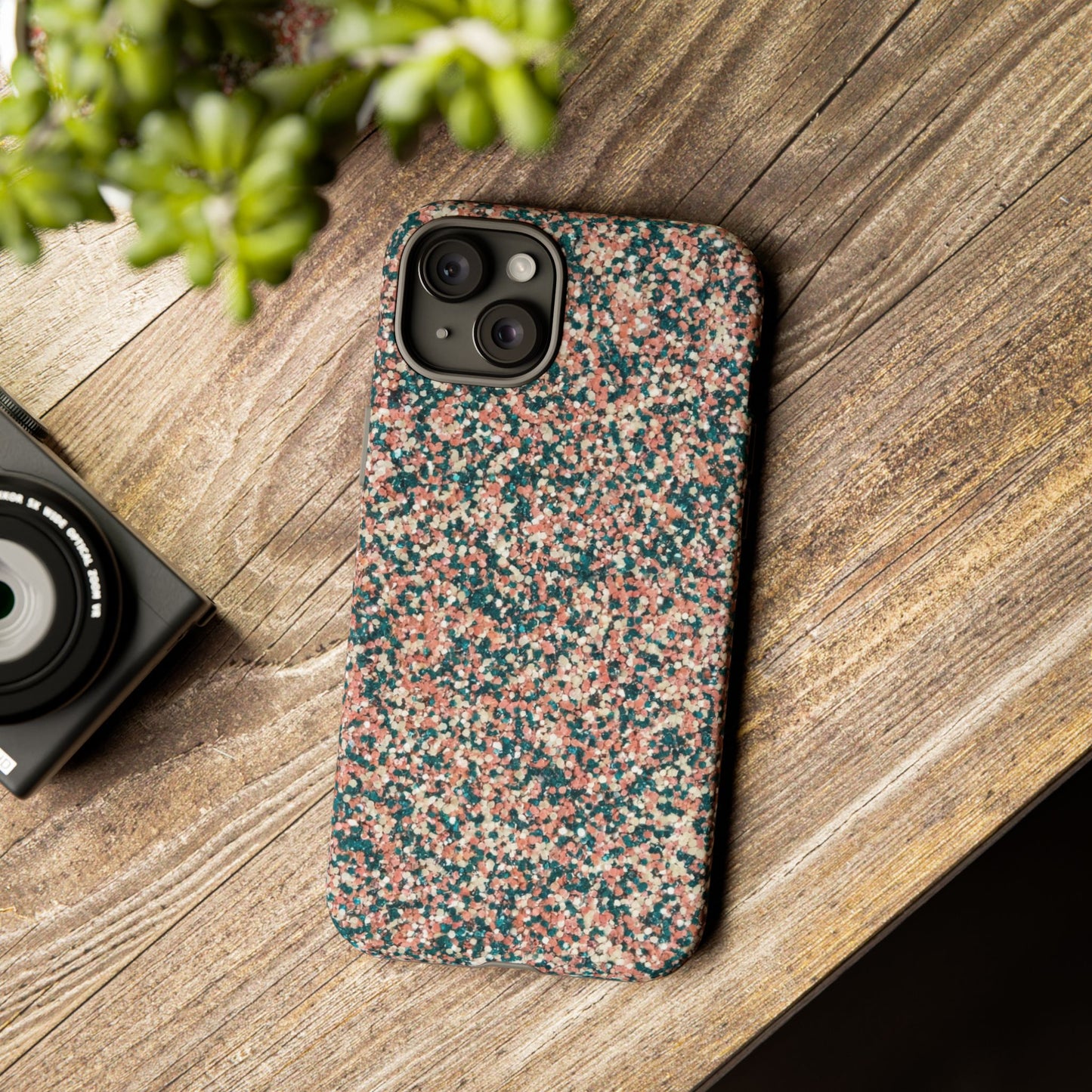 Glitter Speckle Tough Phone Case — Pink & Teal Protective Cover