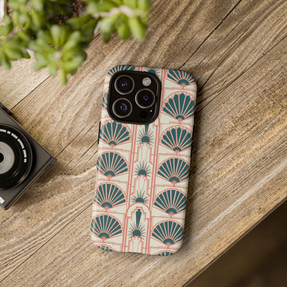 Art Deco Fan Pattern Tough Phone Case — Retro Geometric iPhone Cover