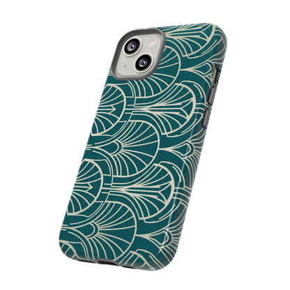 Art Deco Teal Pattern Tough Phone Case — Vintage Geometric Protective Case