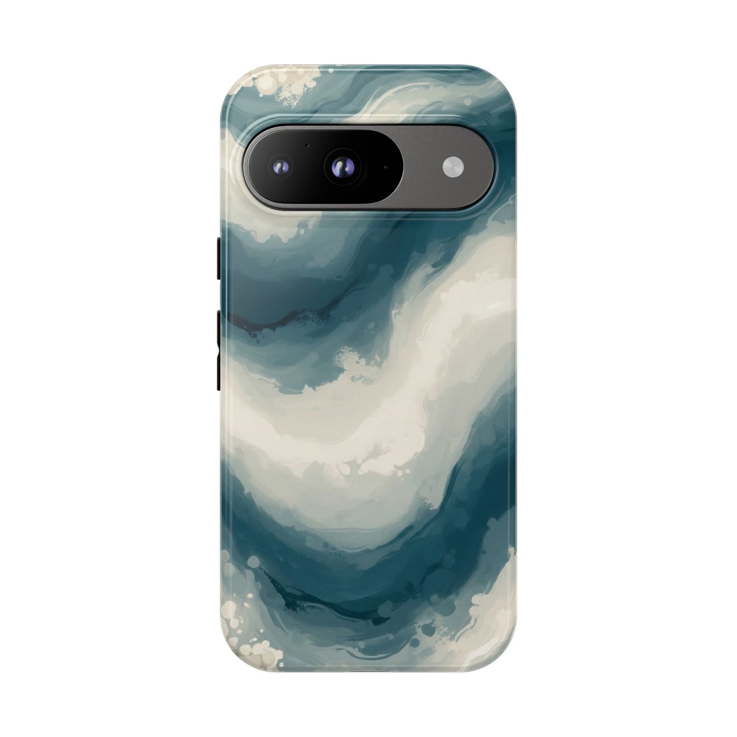 Ocean Wave Marble Phone Case — Teal & Ivory Abstract Tough Case