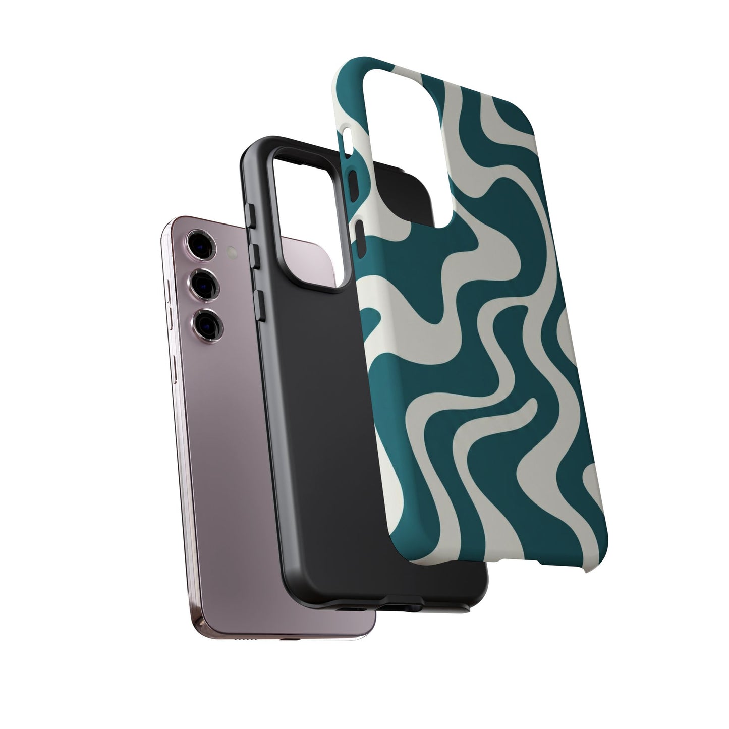 Abstract Teal Swirl Phone Case — Retro Wavy Tough Case