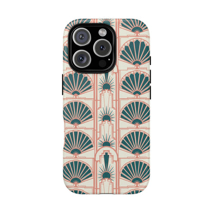 Art Deco Fan Pattern Tough Phone Case — Retro Geometric iPhone Cover