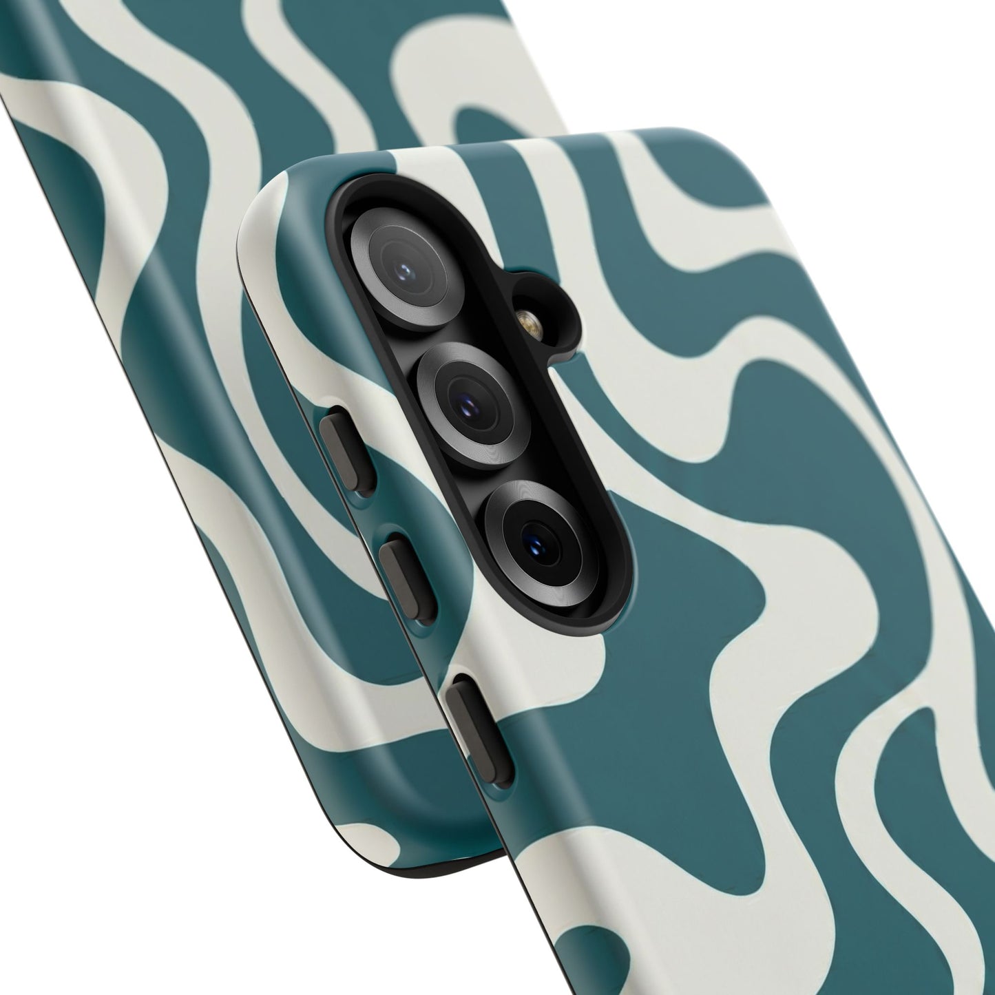 Abstract Teal Swirl Phone Case — Retro Wavy Tough Case