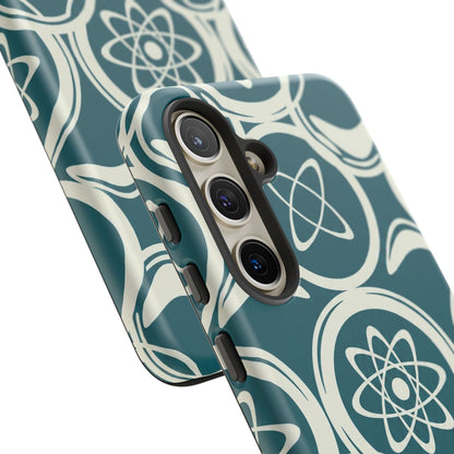 Atomic Geo Tough Phone Case — Teal Retro Science Pattern