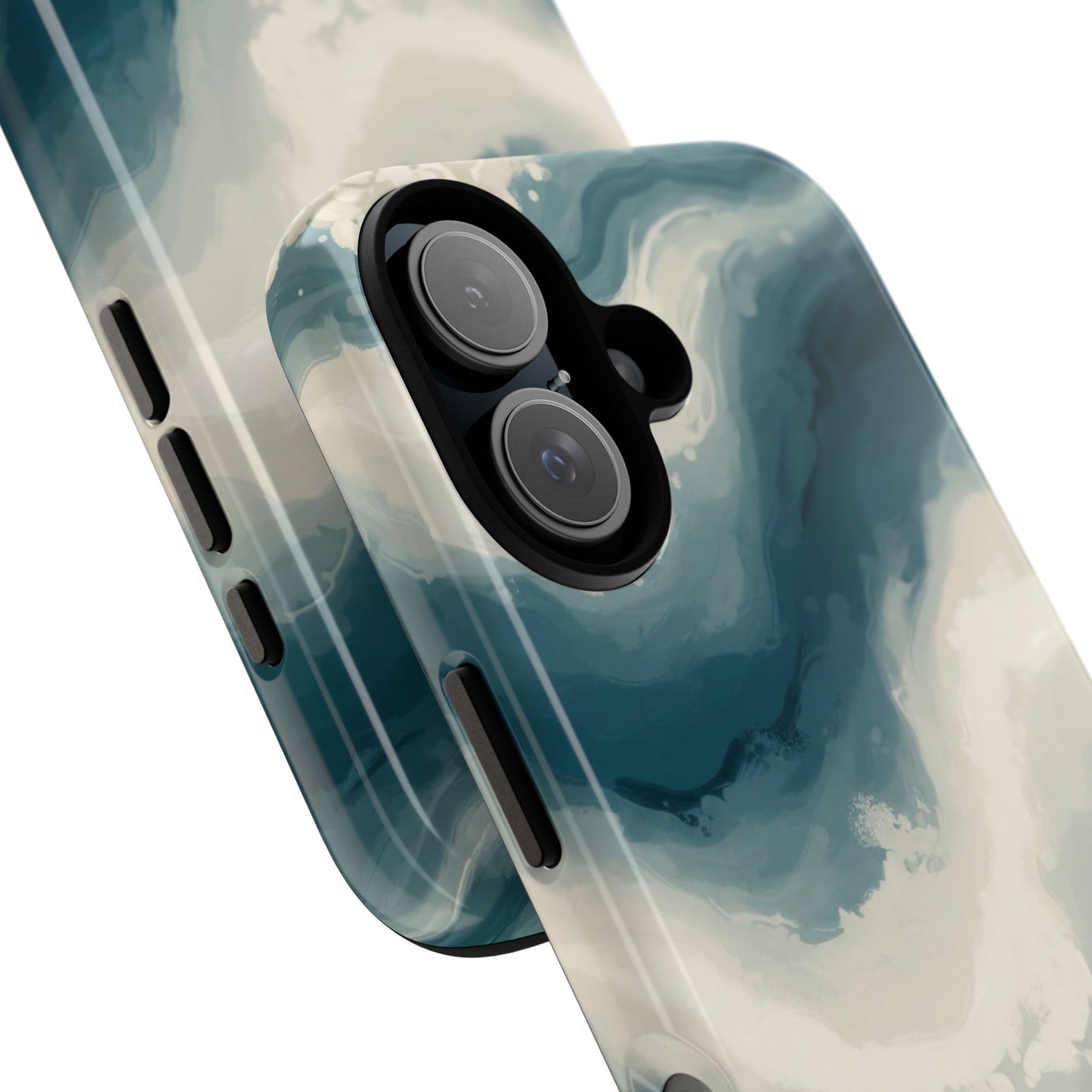 Ocean Wave Marble Phone Case — Teal & Ivory Abstract Tough Case