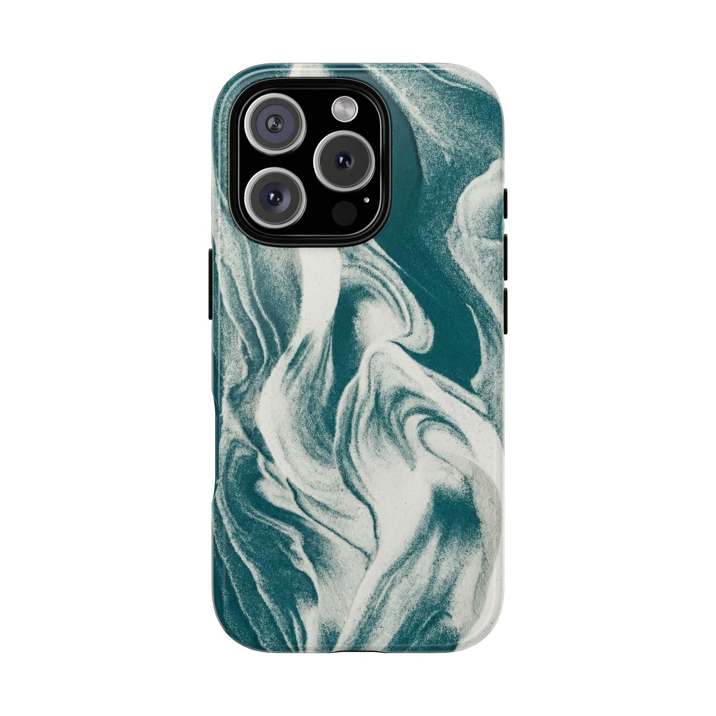 Marble Teal Tough Phone Case — Swirl Pattern Protective Cover