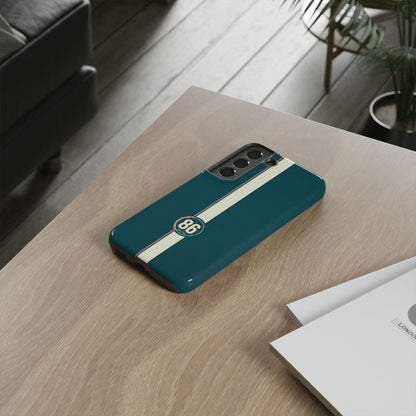 Racing Stripe Phone Case - Retro Teal with Number 86