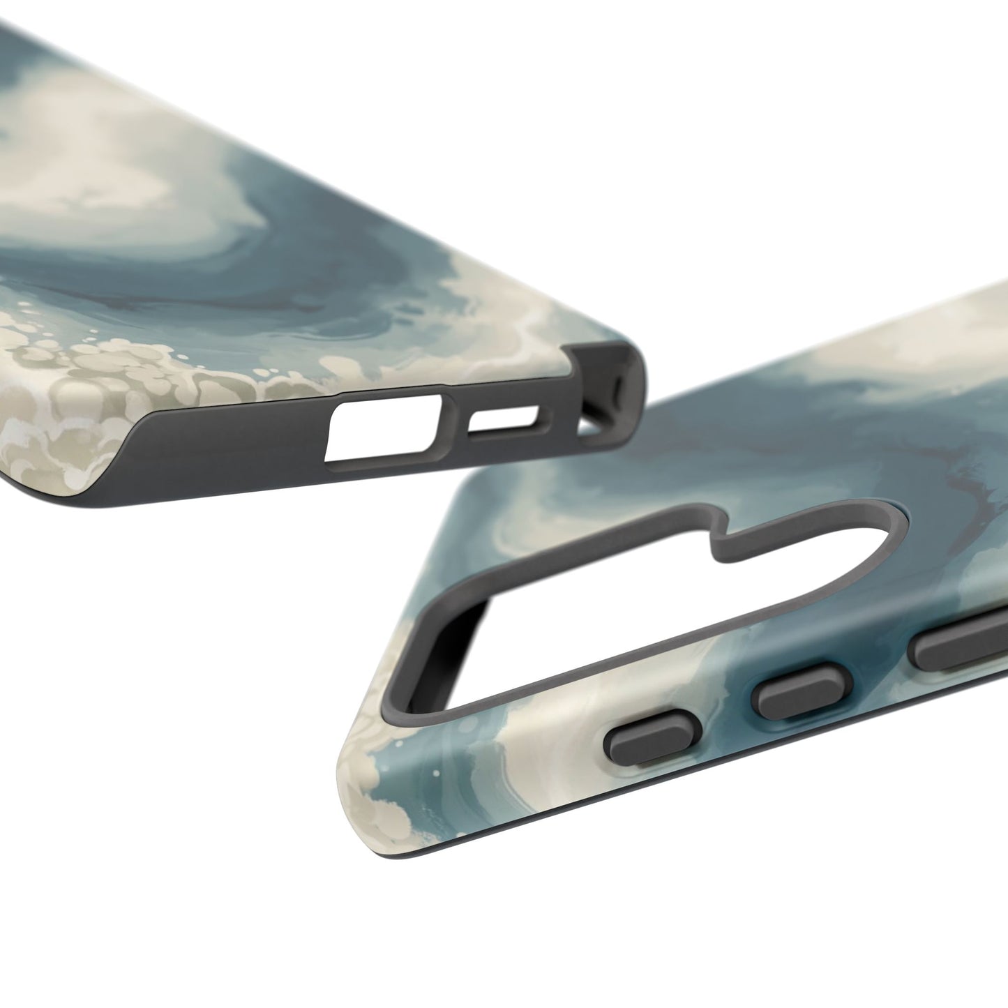 Ocean Wave Marble Phone Case — Teal & Ivory Abstract Tough Case