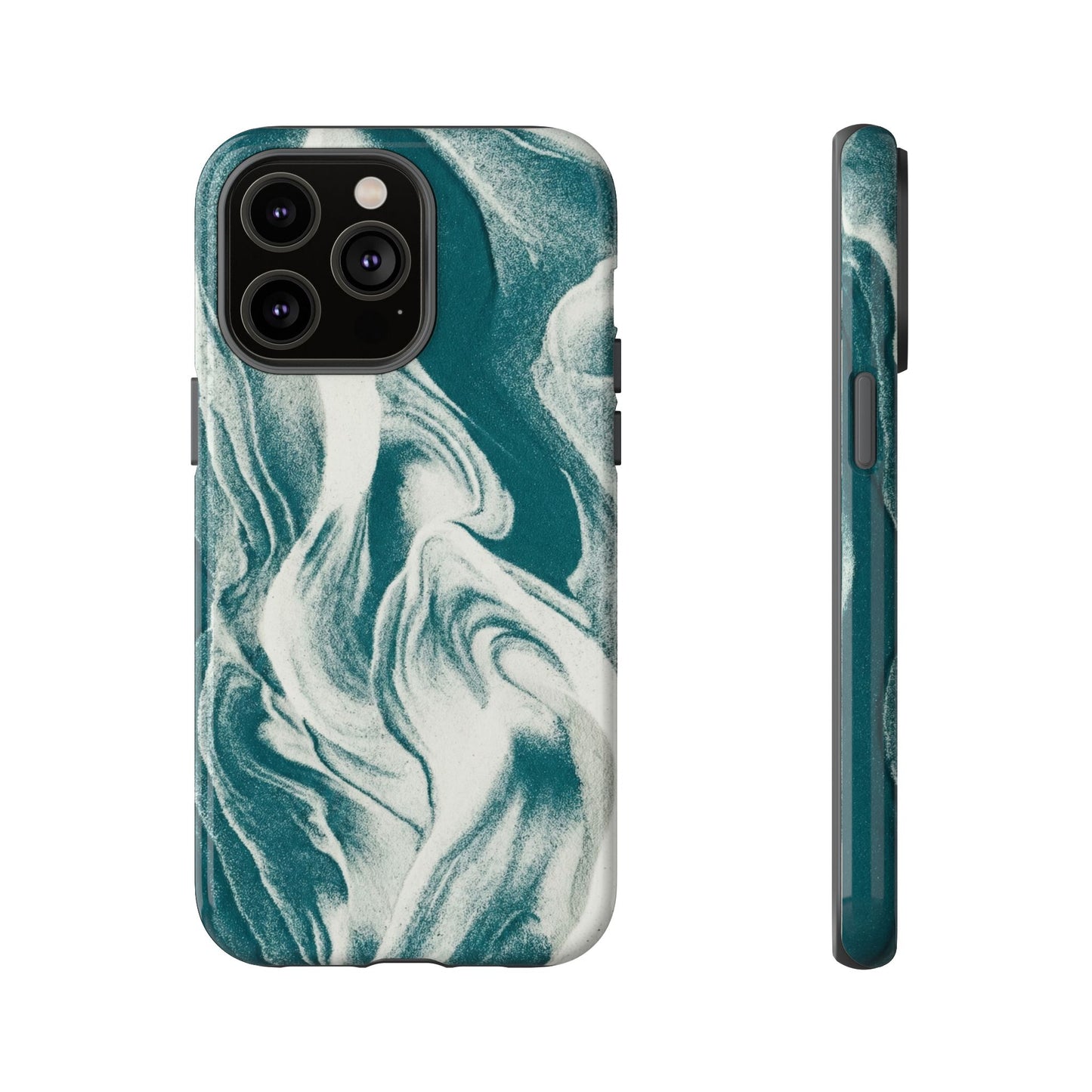 Marble Teal Tough Phone Case — Swirl Pattern Protective Cover