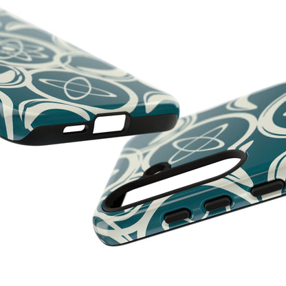 Atomic Geo Tough Phone Case — Teal Retro Science Pattern