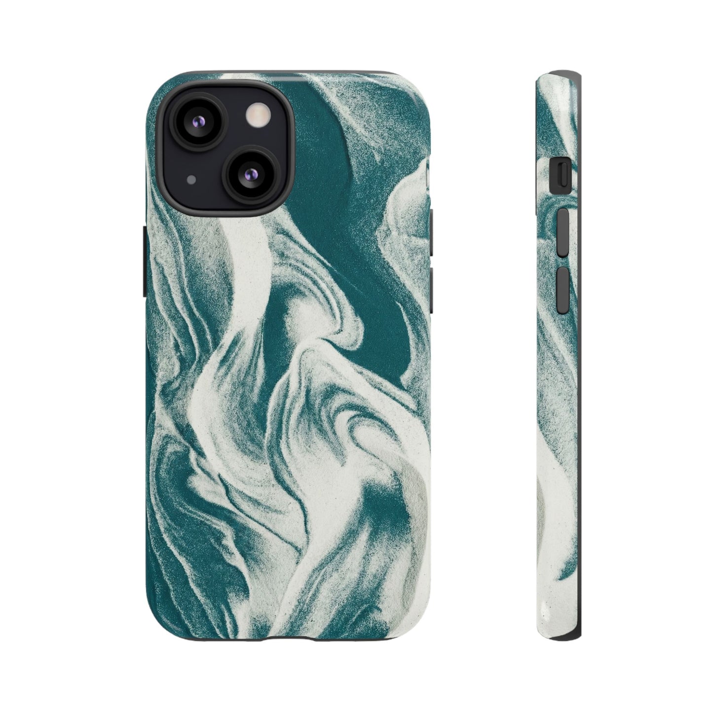 Marble Teal Tough Phone Case — Swirl Pattern Protective Cover