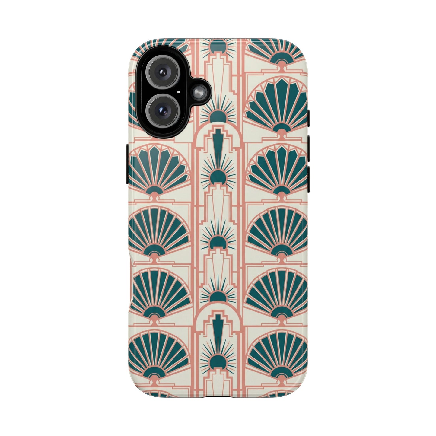 Art Deco Fan Pattern Tough Phone Case — Retro Geometric iPhone Cover