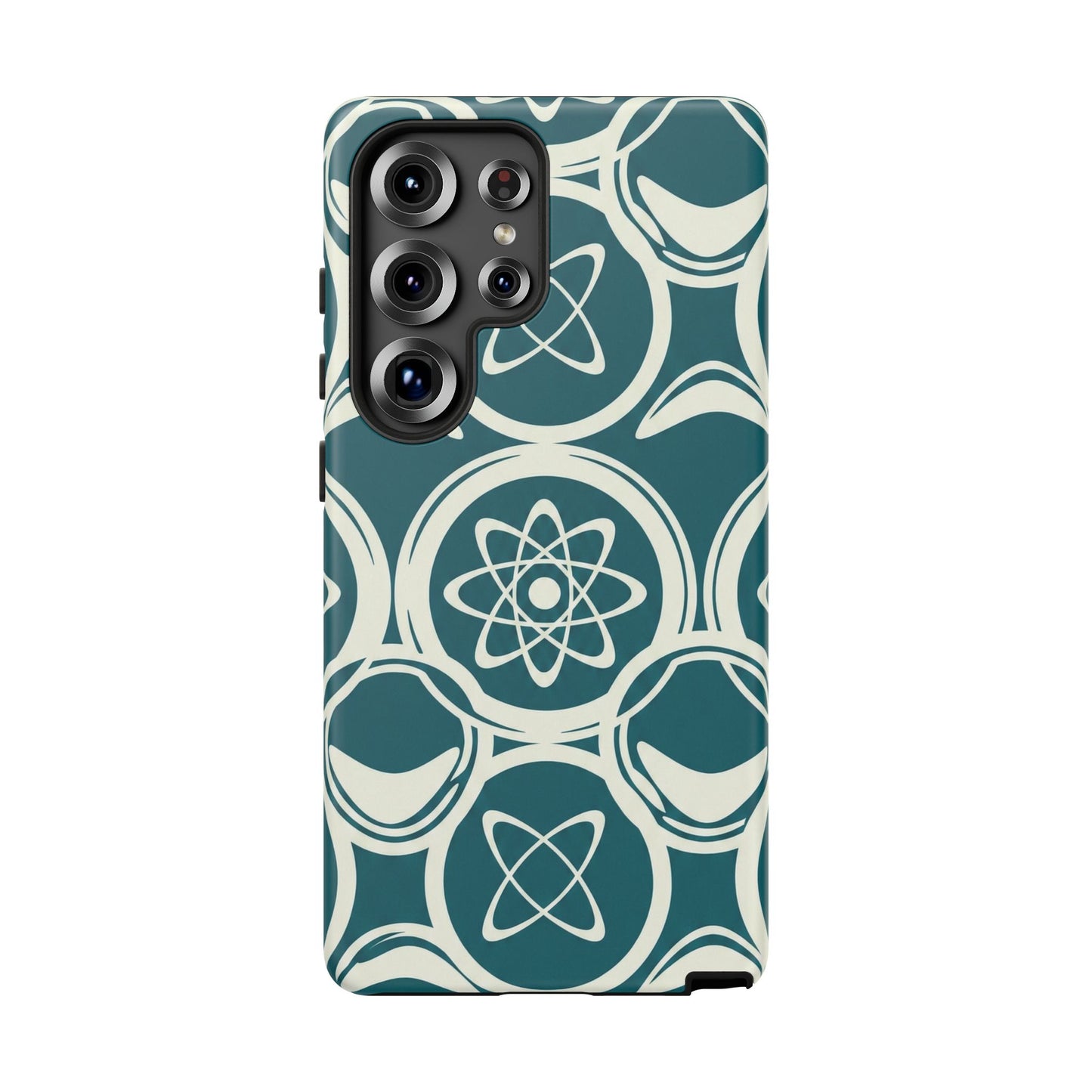 Atomic Geo Tough Phone Case — Teal Retro Science Pattern