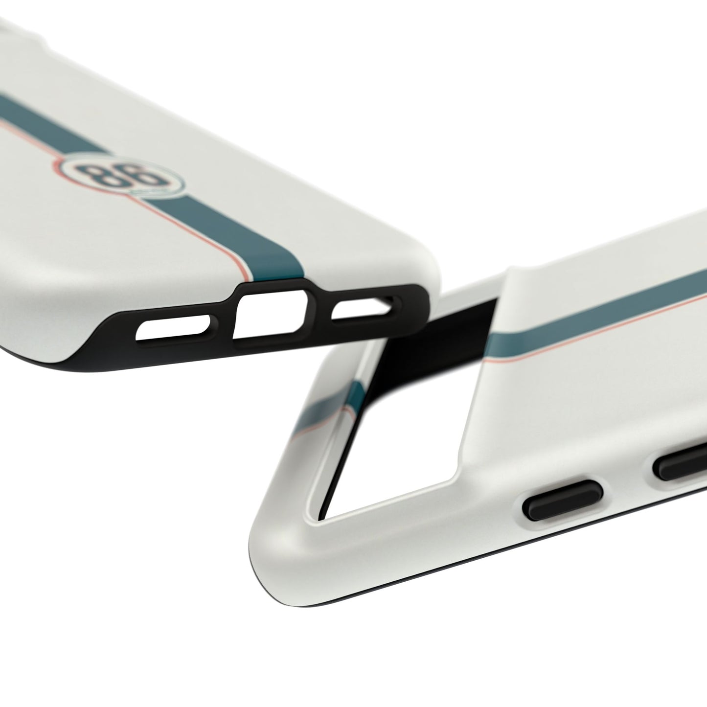 Racing Stripe Tough Phone Case — Retro White With '86 Circle Badge
