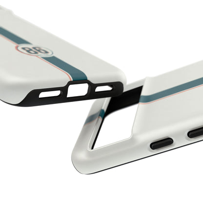 Racing Stripe Tough Phone Case — Retro White With '86 Circle Badge