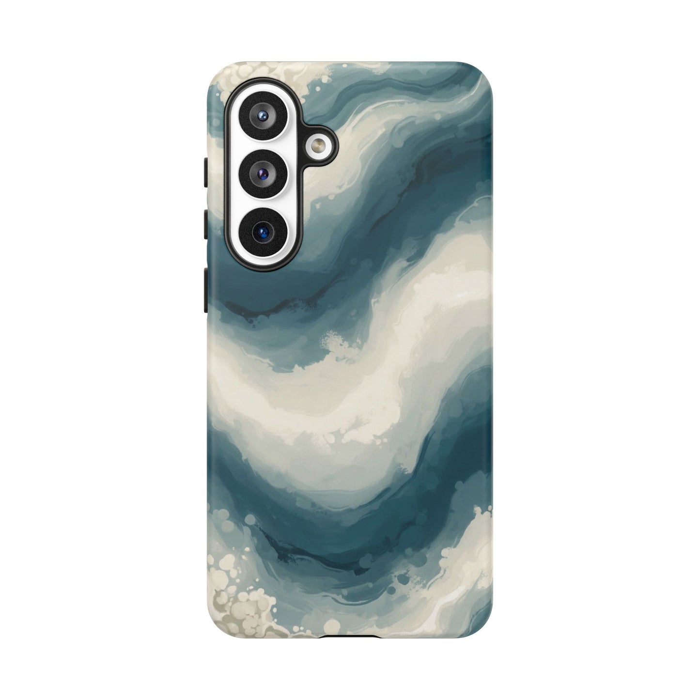 Ocean Wave Marble Phone Case — Teal & Ivory Abstract Tough Case